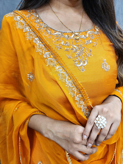 Deepika Orange embellished garara suit