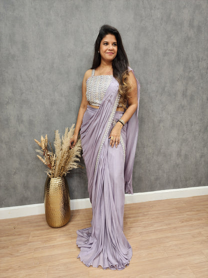 Kareena lilac embellished drape saree