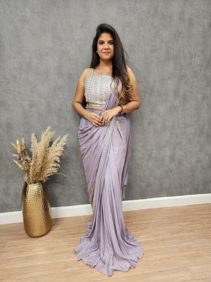 Kareena lilac embellished drape saree