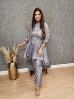 RAHA GREYISH EMBROIDERED ORGANZA CO-ORD SET