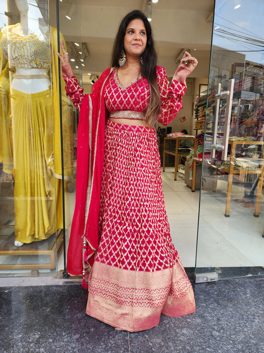 Samara V neck weaving lehenga