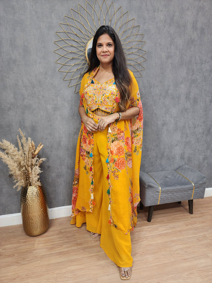 Sukhmani Mango yellow 3pc indowestern suit