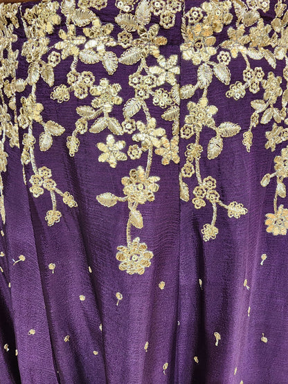 Yami Purple step gotapatti crop-top lehenga