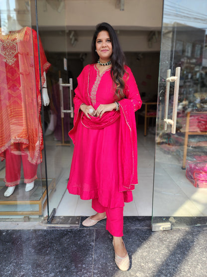 Ruksaar pink hand embroided anarkali suit