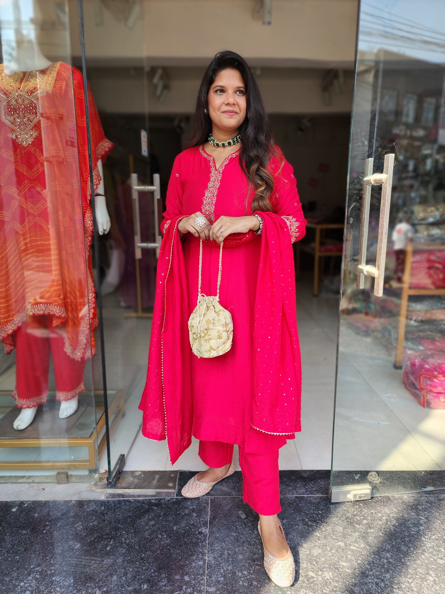 Ruksaar pink hand embroided anarkali suit