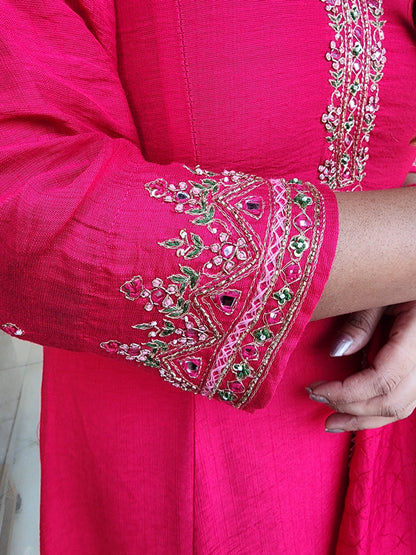 Ruksaar pink hand embroided anarkali suit