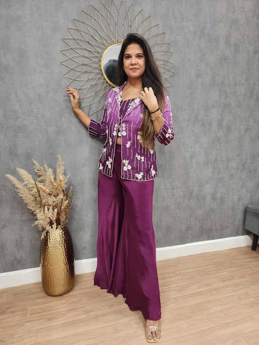 Klassy Wine ombre 3pc co-ord set