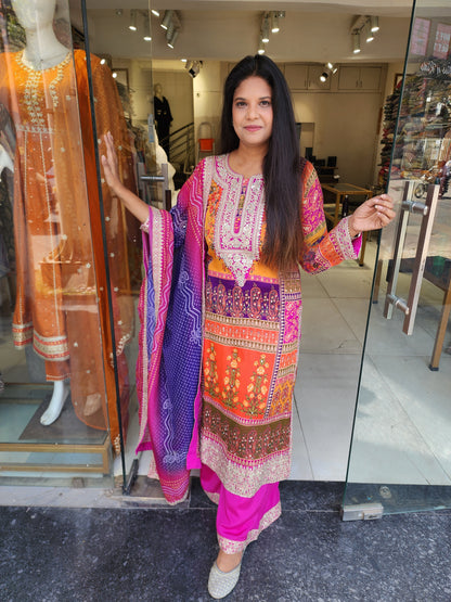 Multi shades digital print sharara suit