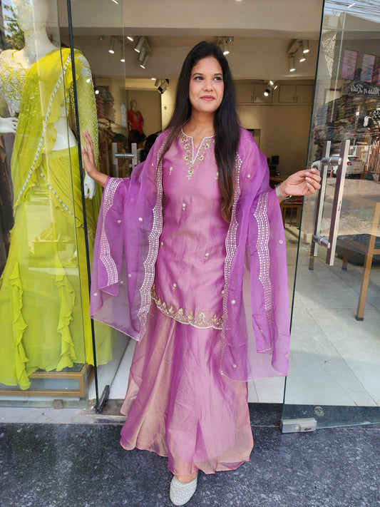 Onion pink short kurta with skirt