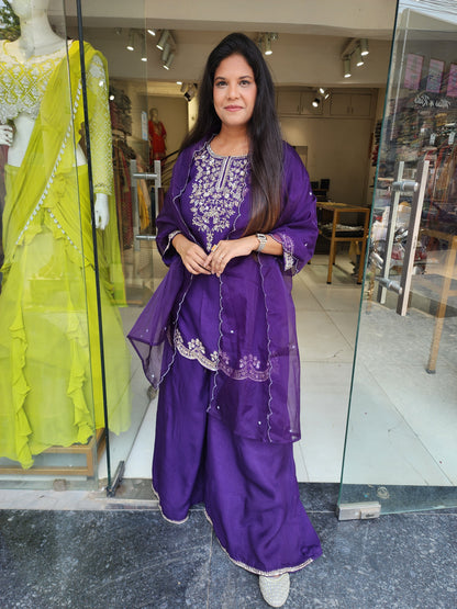 Royal purple divider sharara suit