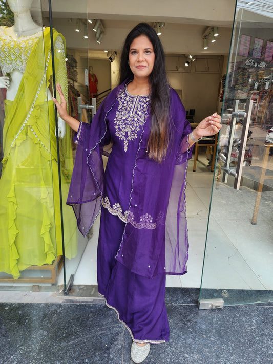 Royal purple divider sharara suit
