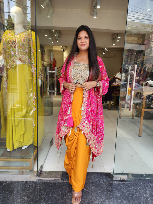 Alia 3d indowestern cowl dress