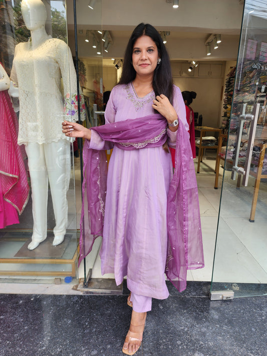 Shares of pink anarakali suit