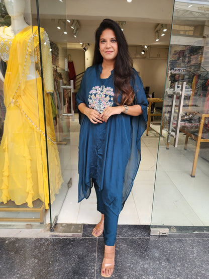 Teal blue 3pc indowestern co-ord set