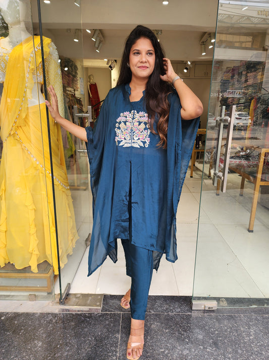 Teal blue 3pc indowestern co-ord set