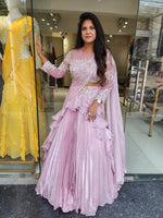 Mahima onion pink drape jimmy choo lehenga