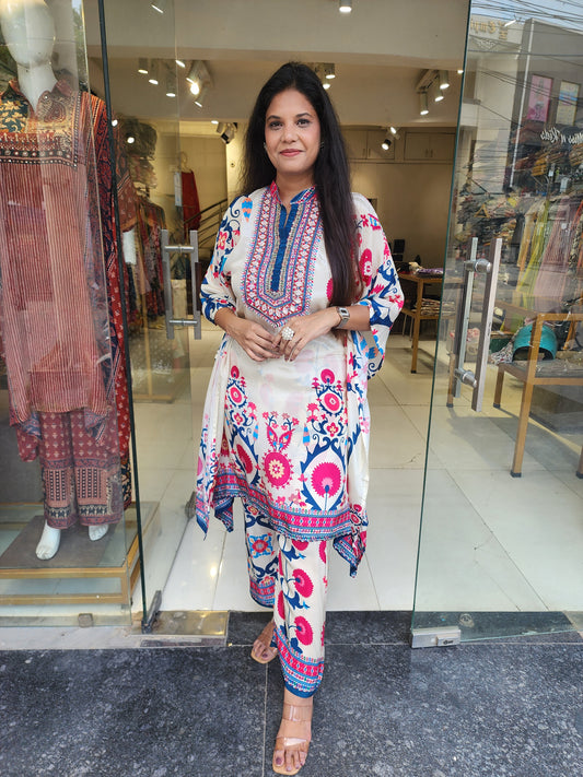 Crepe printed kaftan co-ord set