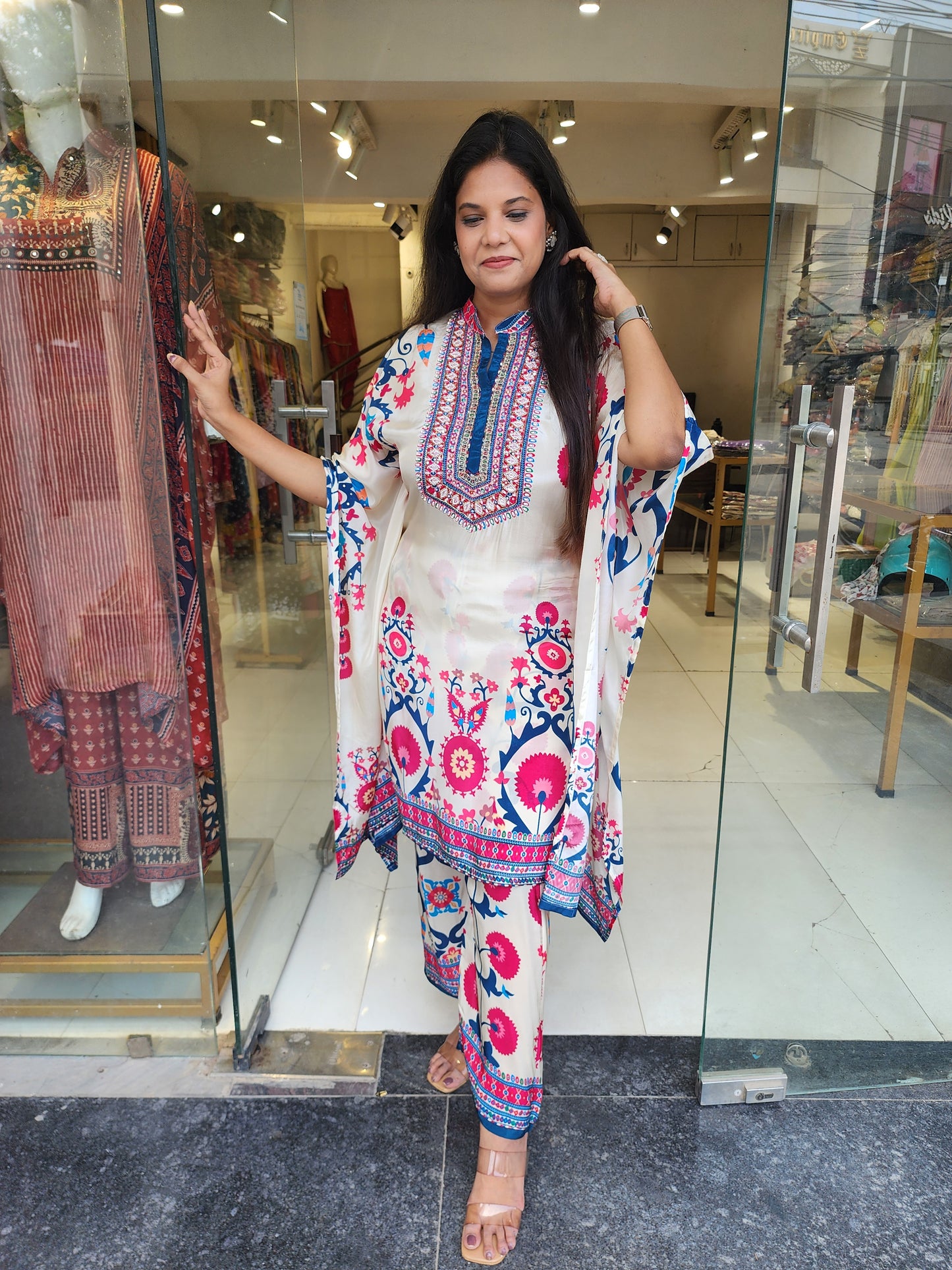 Crepe printed kaftan co-ord set