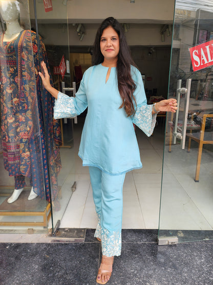 Blue indowestern co-ord set