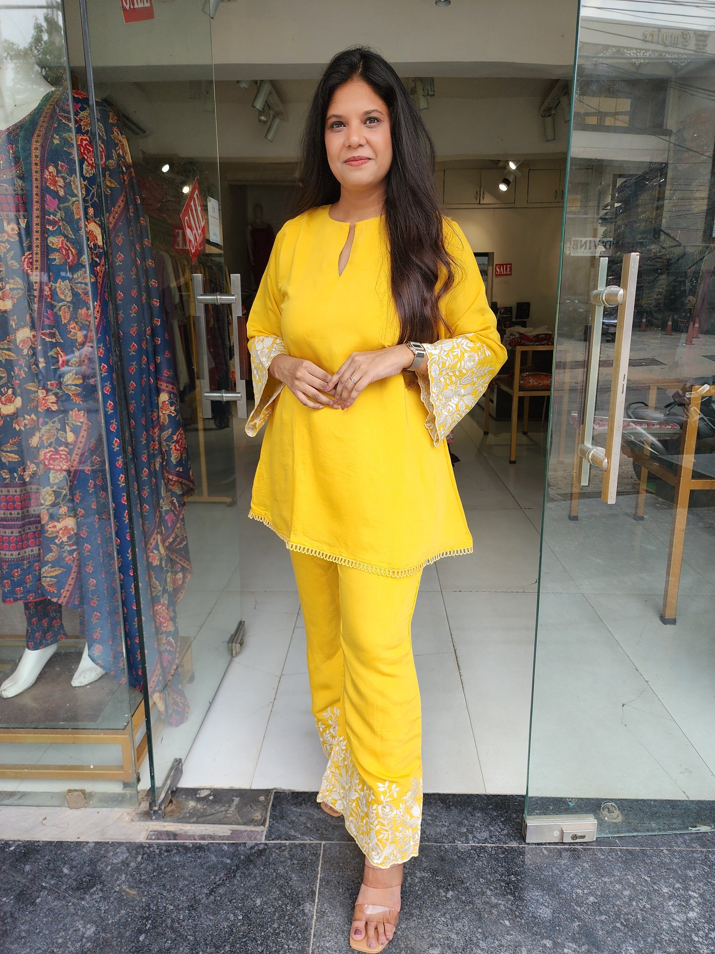 Yellow indowestern co-ord set
