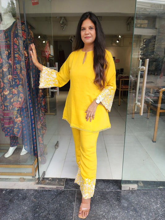 Yellow indowestern co-ord set