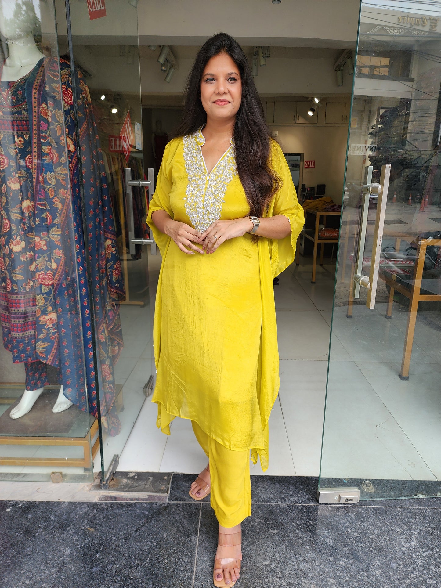 Yellow Embroided kaftan set