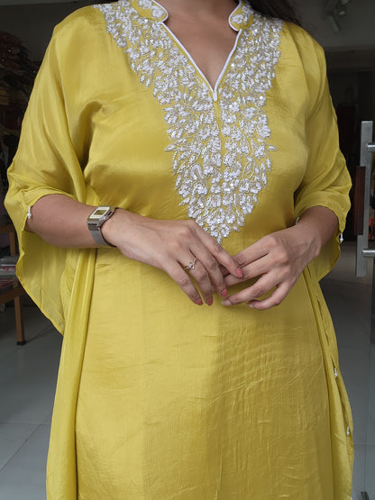 Yellow Embroided kaftan set