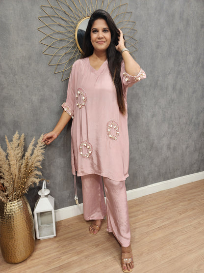 Nude pink baggy crepe co-ord set
