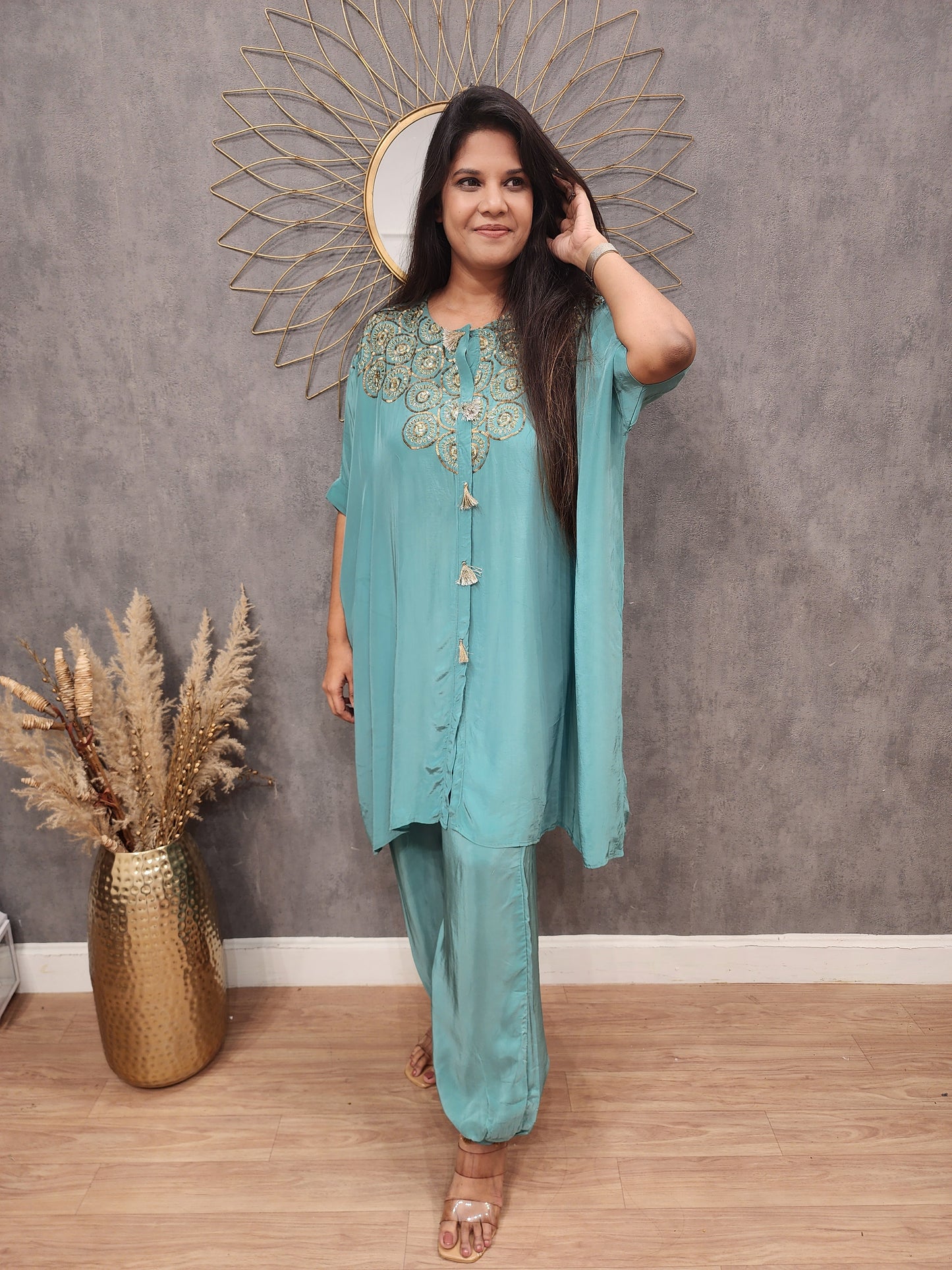 Baggy Embroided crepe co-ord set