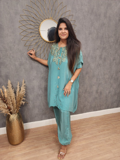Baggy Embroided crepe co-ord set