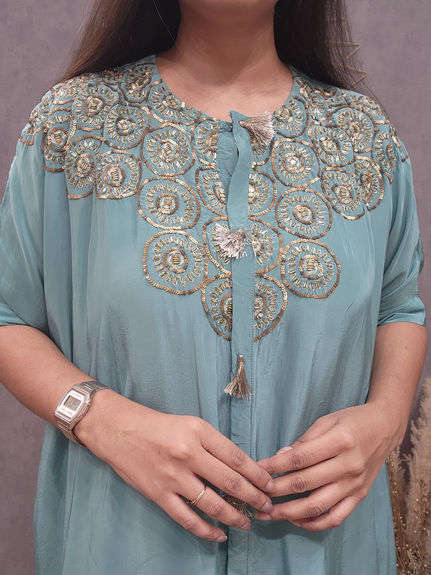 Baggy Embroided crepe co-ord set