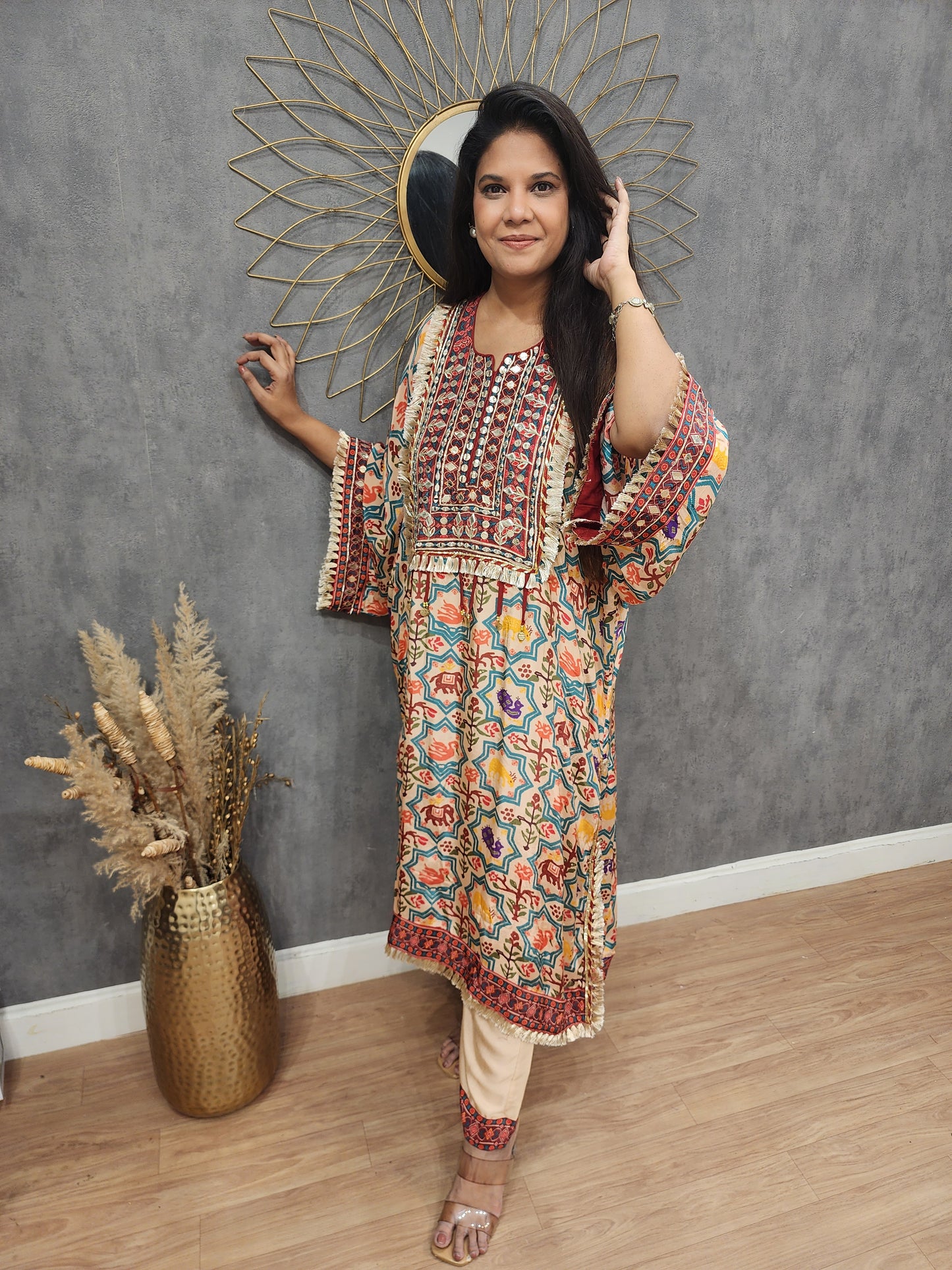 Printed paisley Baggy long kaftan set