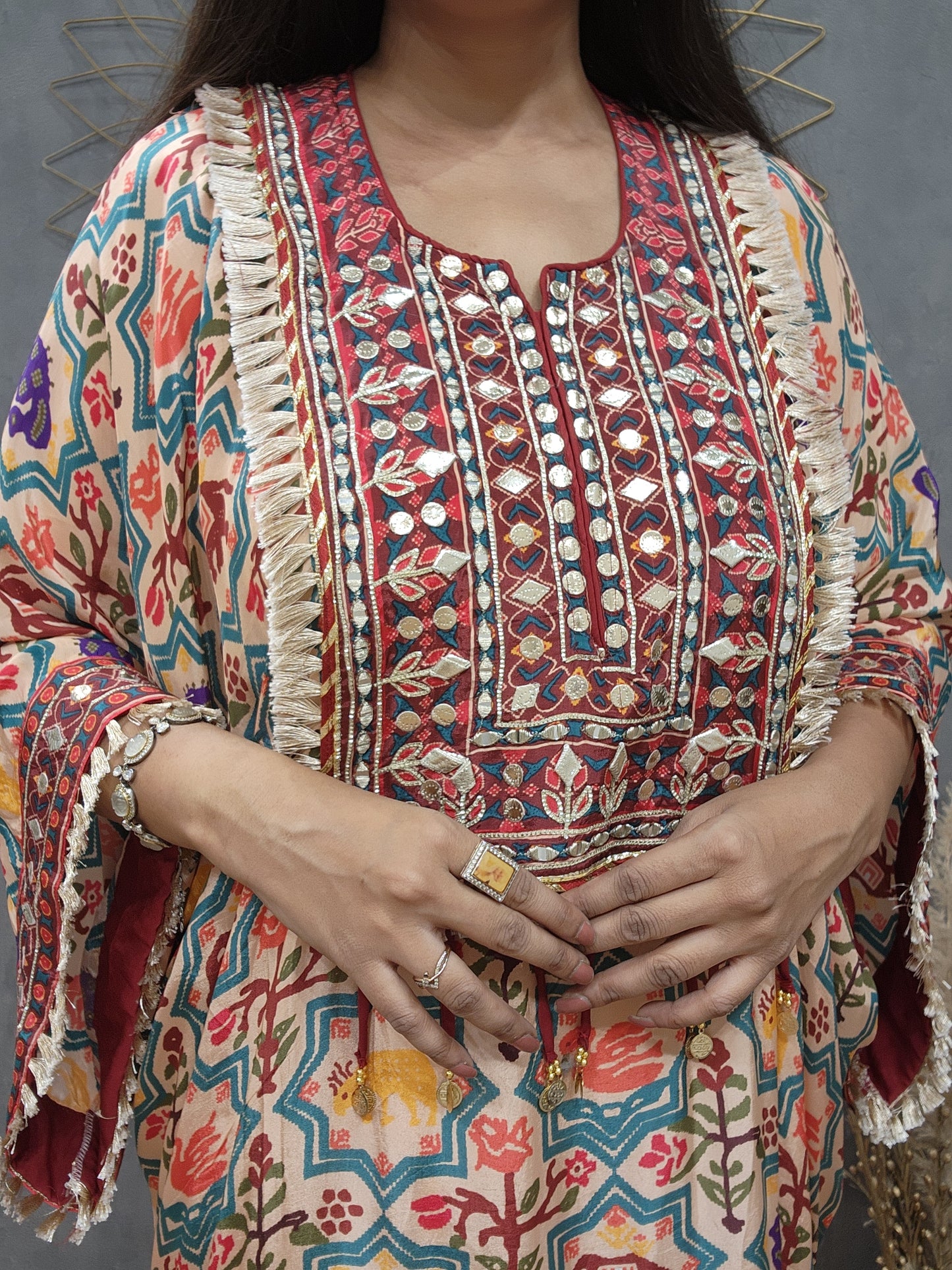 Printed paisley Baggy long kaftan set