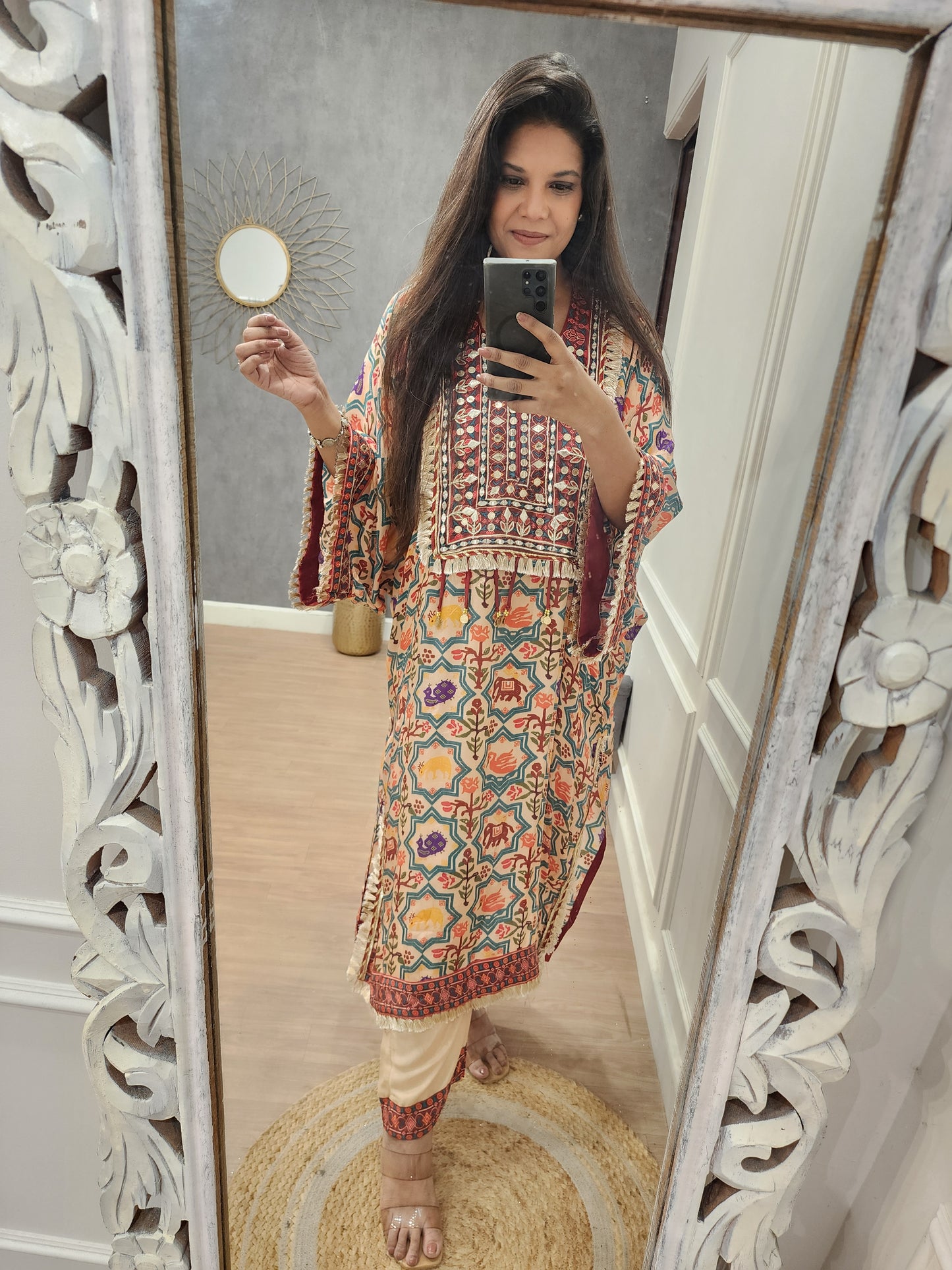 Printed paisley Baggy long kaftan set