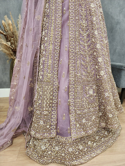 Jodha onion pink centre slit indowestern dress