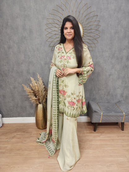 Royal Floral green sharara suit