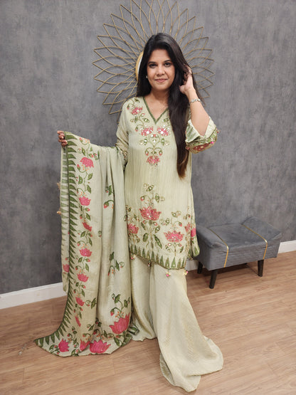 Royal Floral green sharara suit