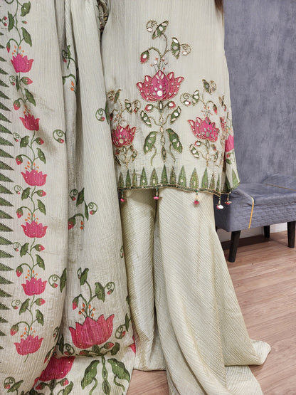 Royal Floral green sharara suit