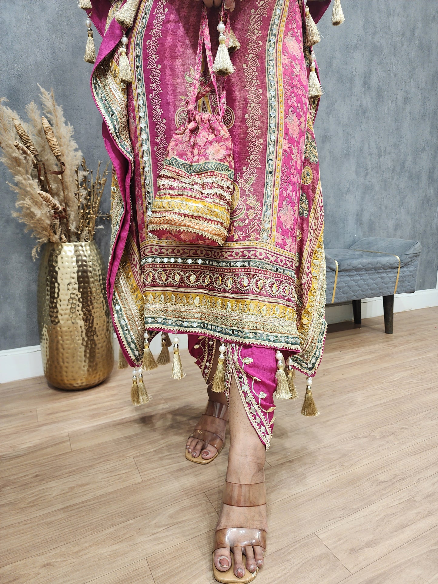 Sheesha digital print kaftan with tulip