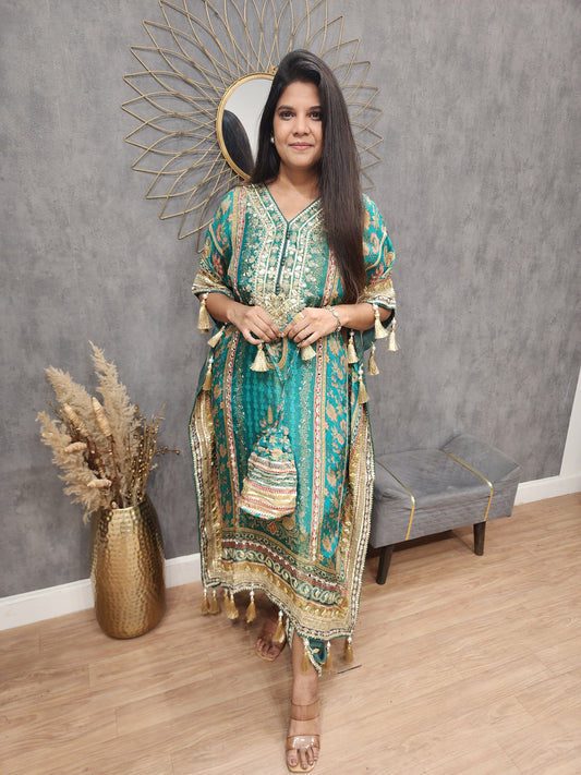 Sheesha digital print kaftan with tulip pant