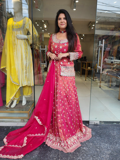 Jodha pink indowestern dress