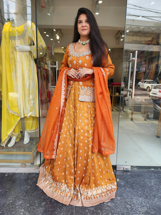 Jodha orange peplum indowestern dress