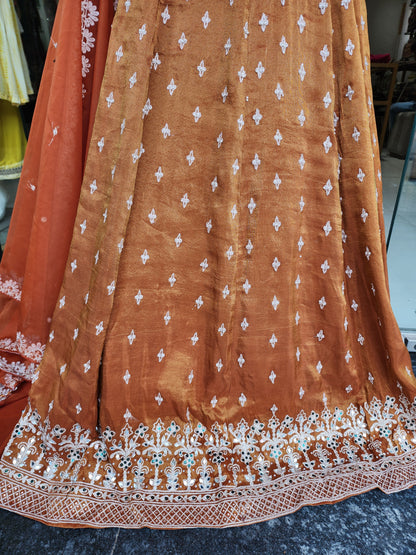 Jodha orange peplum indowestern dress