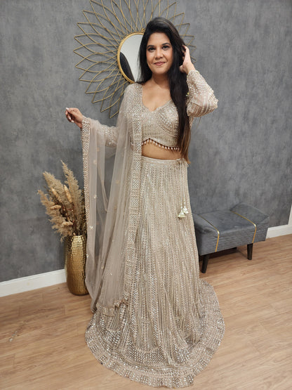 Noor Champagne embellished lehenga set
