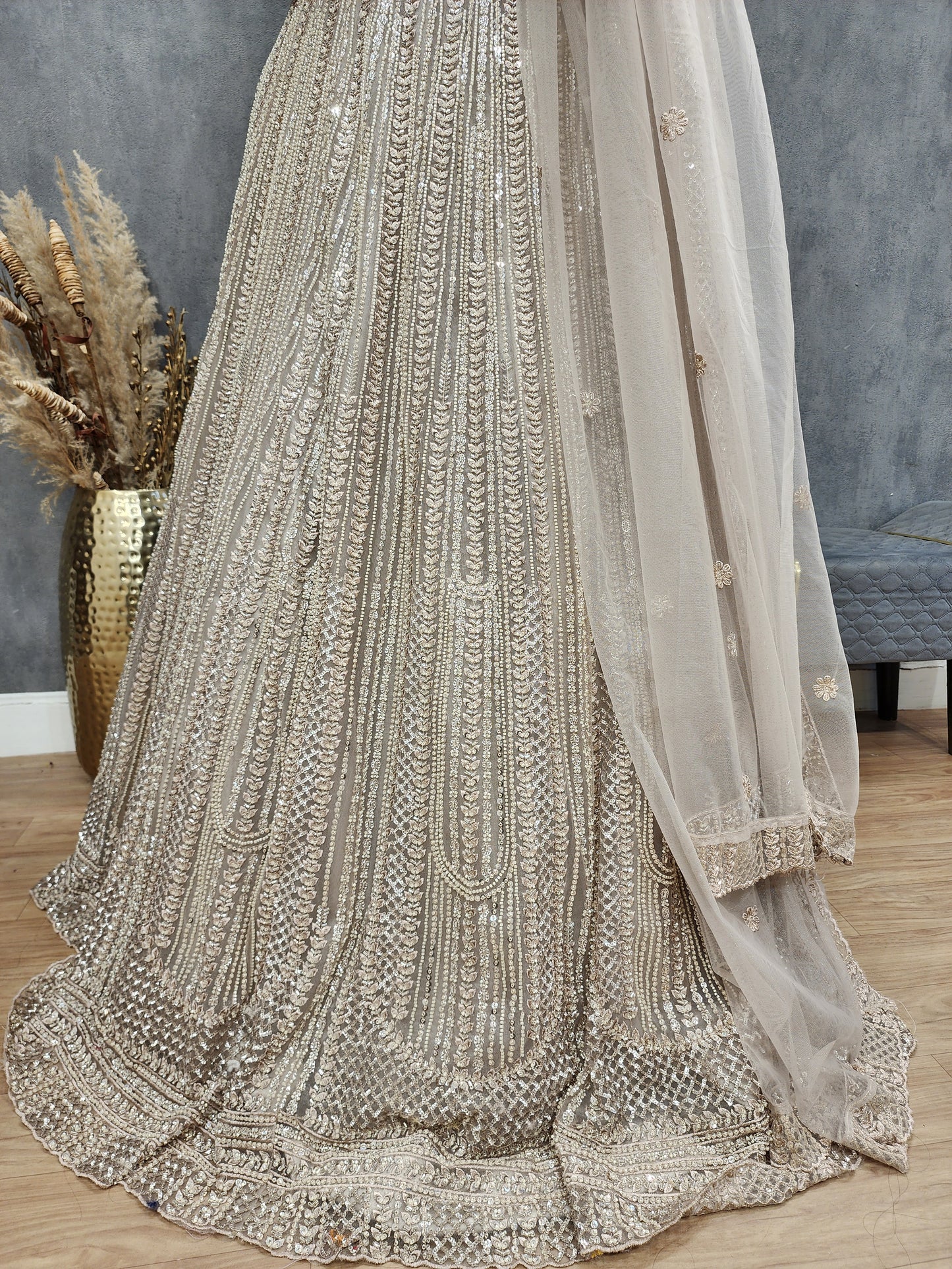 Noor Champagne embellished lehenga set