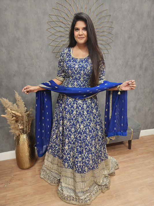 Meera  blue anarkali suit