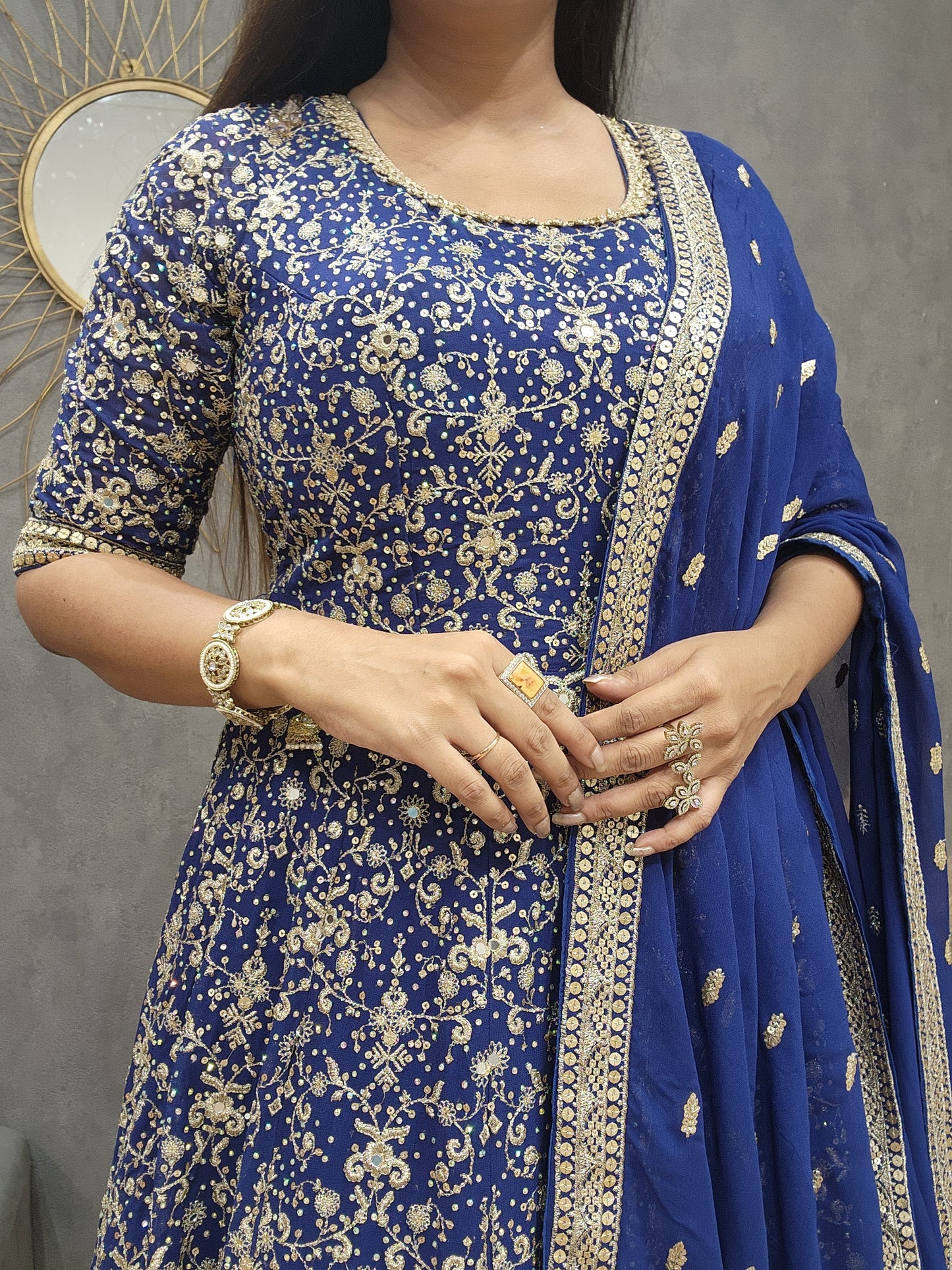Meera  blue anarkali suit