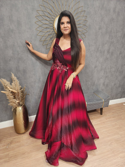 Nia Maroon shading gown