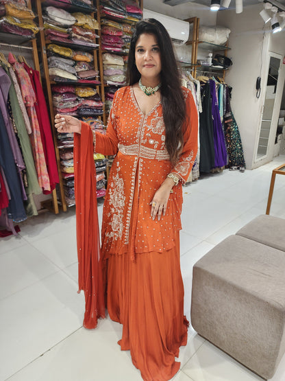 Noor Rust one piece peplum maxi gown