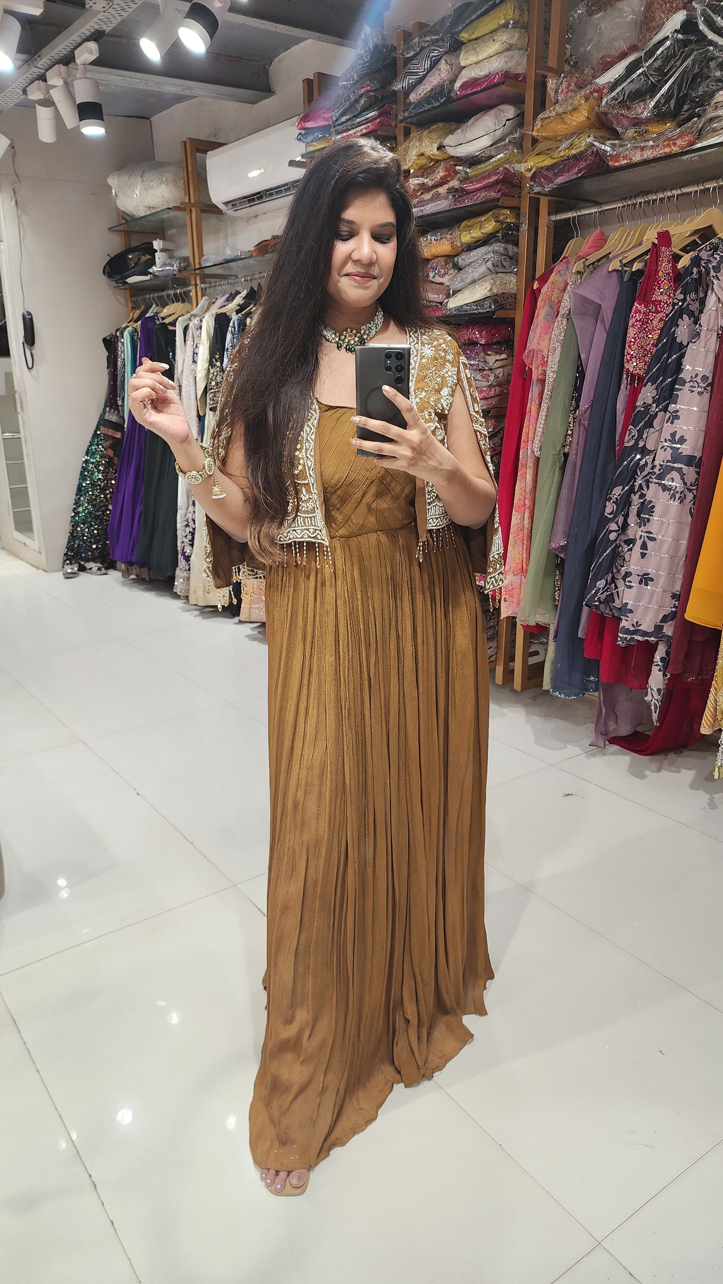 One piece dress with Embroided jacket